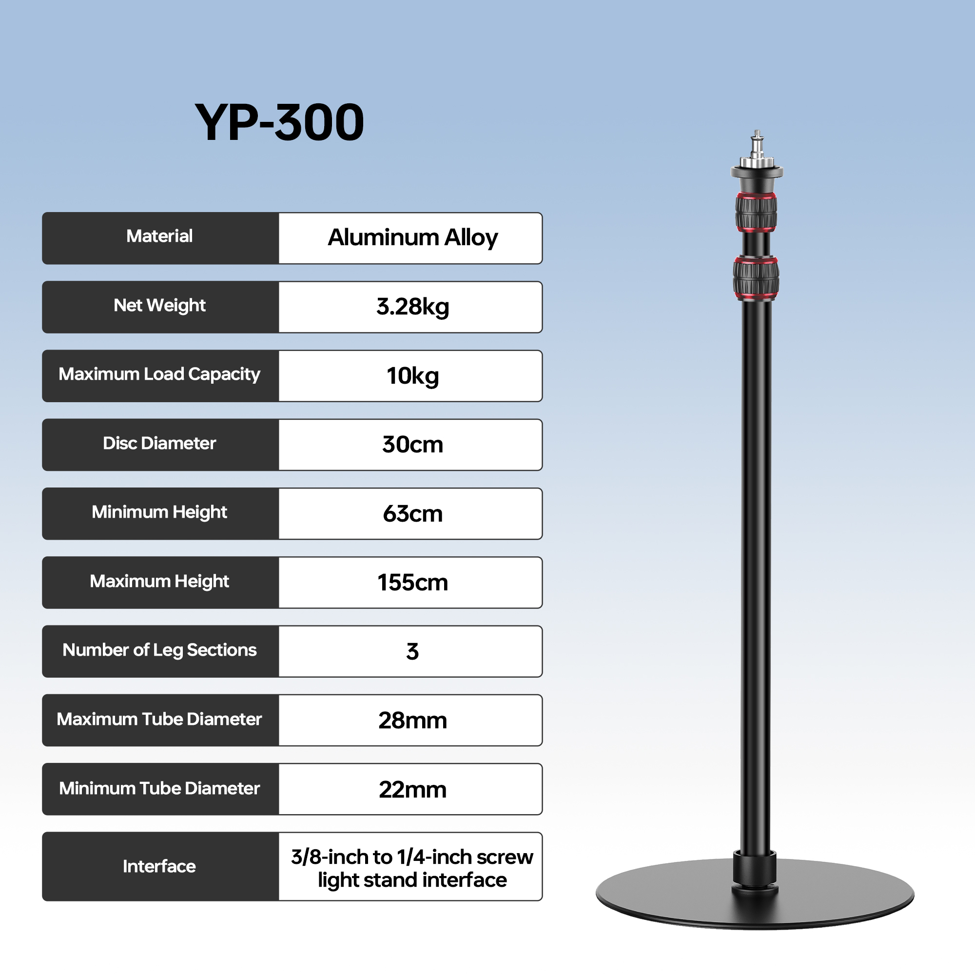 Photography Lighting Mount - Soporte Monopié Manbily YP300 de 1.55M